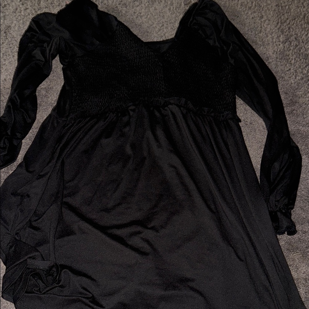 Black Sweetheart Bishop Sleeve Sundress for Night Out
